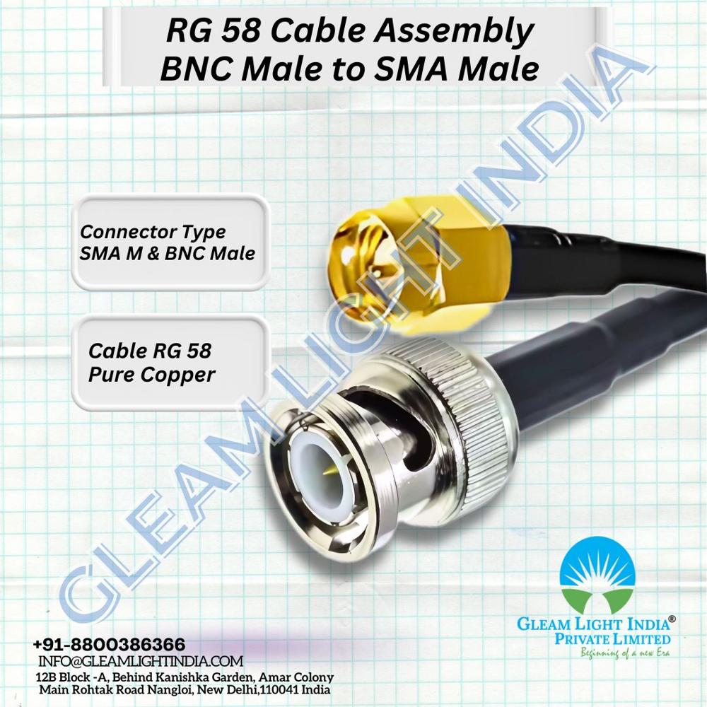 RF Cable Assembly SMA Male to BNC Male  in RG58