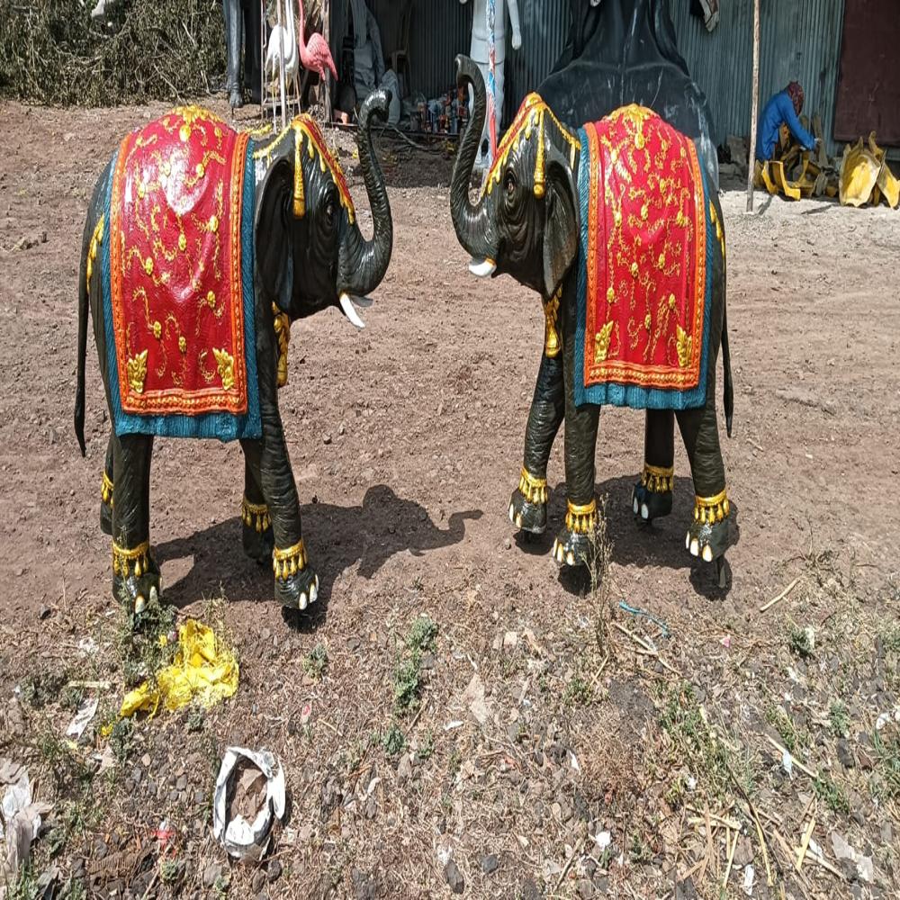 Fiber Small Elephant Statue - Color: Multi
