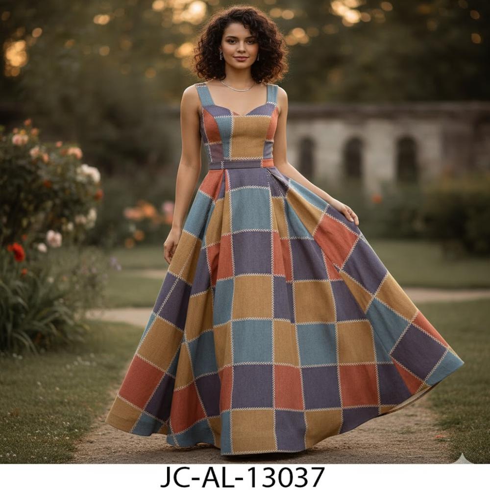 Multi-color Block Pattern Fabric - Application: Garment Making
