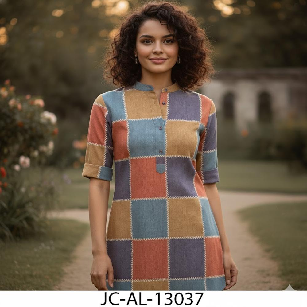 Multi-color Block Pattern Fabric - Application: Garment Making
