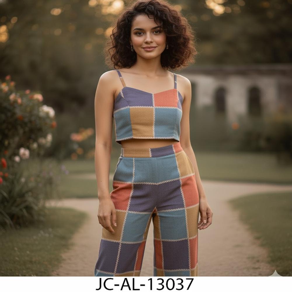 Multi-color Block Pattern Fabric - Application: Garment Making