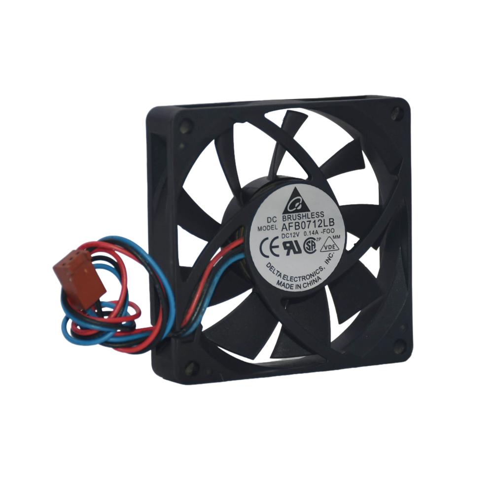 Delta AFB0712LB 12V 0.14A 7015 7CM 3-Wire Computer CPU Ball Bearing Industrial Electric Cooling Fan