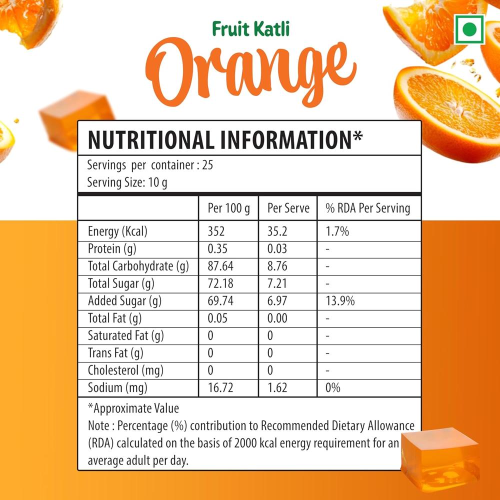 Orange Fruit Katli - Additional Ingredient: Pectin