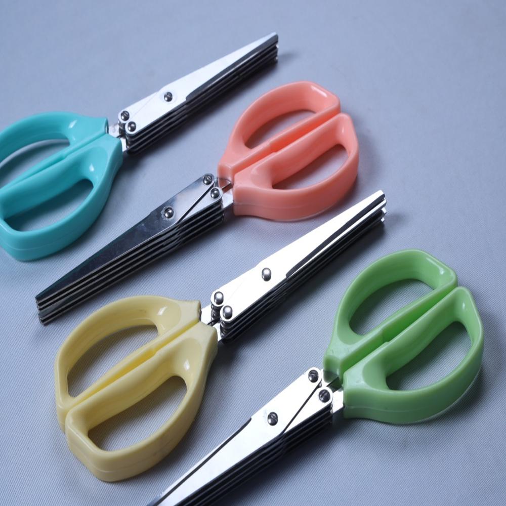 Kitchen Herb Scissor - Stainless Steel & Plastic, 22x7.5x2 Cm, Multicolor | Manual Cutting Blades For Vegetables & Fruits