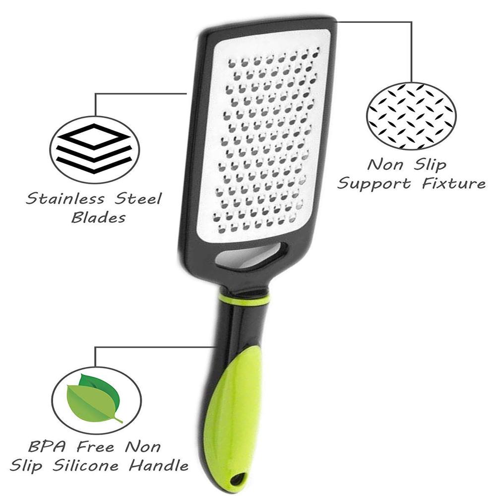 Kitchen Cheese Vegetable Grater - Stainless Steel, 4 Cm Height, Sky Blue And Green Handle Colors | Manual Operation, Ideal For Kitchen Use