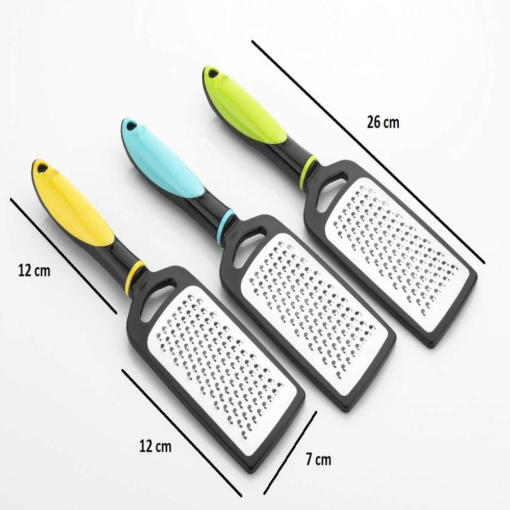 Kitchen Cheese Vegetable Grater - Stainless Steel, 4 Cm Height, Sky Blue And Green Handle Colors | Manual Operation, Ideal For Kitchen Use