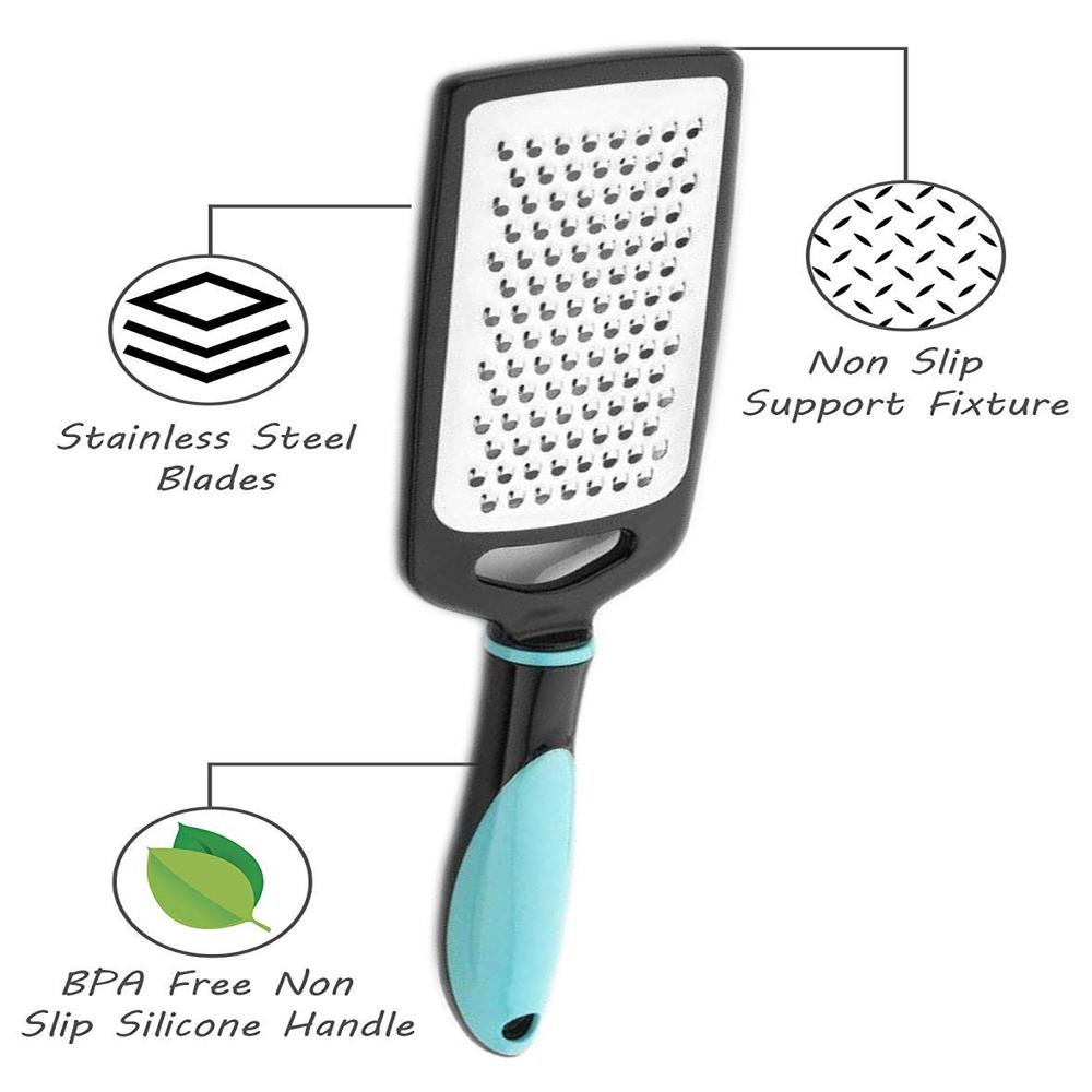 Kitchen Cheese Vegetable Grater - Stainless Steel, 4 Cm Height, Sky Blue And Green Handle Colors | Manual Operation, Ideal For Kitchen Use