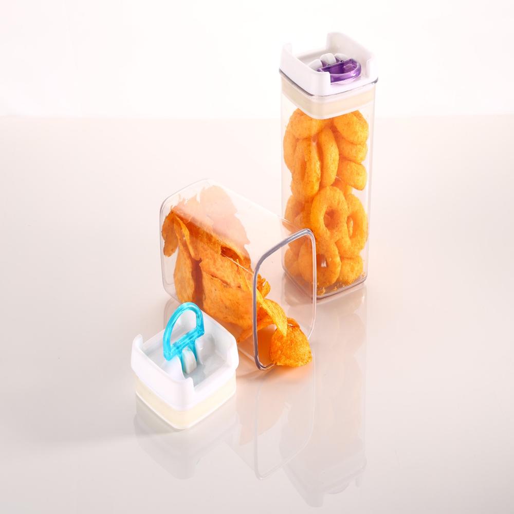 Klip Lock Airtight Storage Container 6 Pcs Set 250-400-500 Ml - Transparent Pet & Abs, Square Shape, 120-140 Grams Weight, 1 Compartment