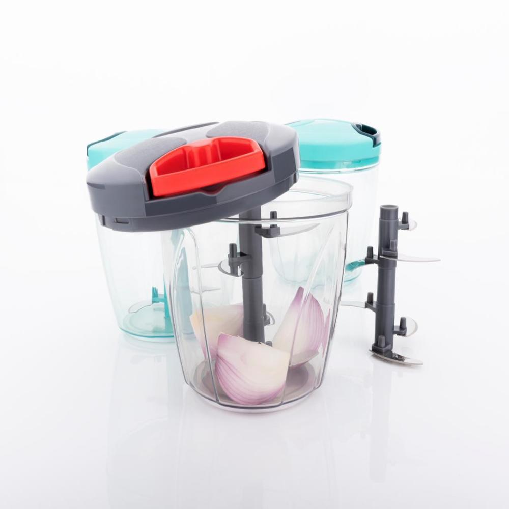 Mini Food Chopper - Pet And Pp Material, Round Shape, Purple Color | Stainless Steel Blade, Ergonomic Plastic Handle