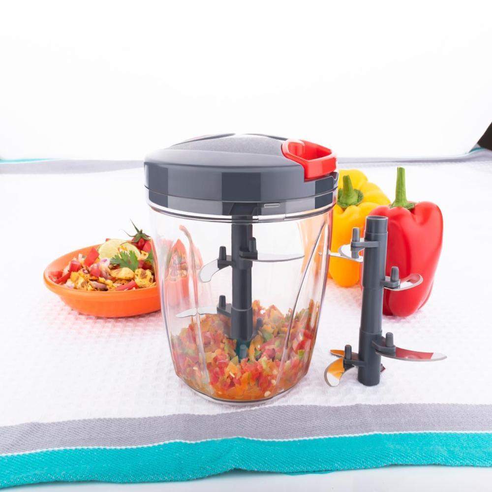 Mini Food Chopper - Pet And Pp Material, Round Shape, Purple Color | Stainless Steel Blade, Ergonomic Plastic Handle