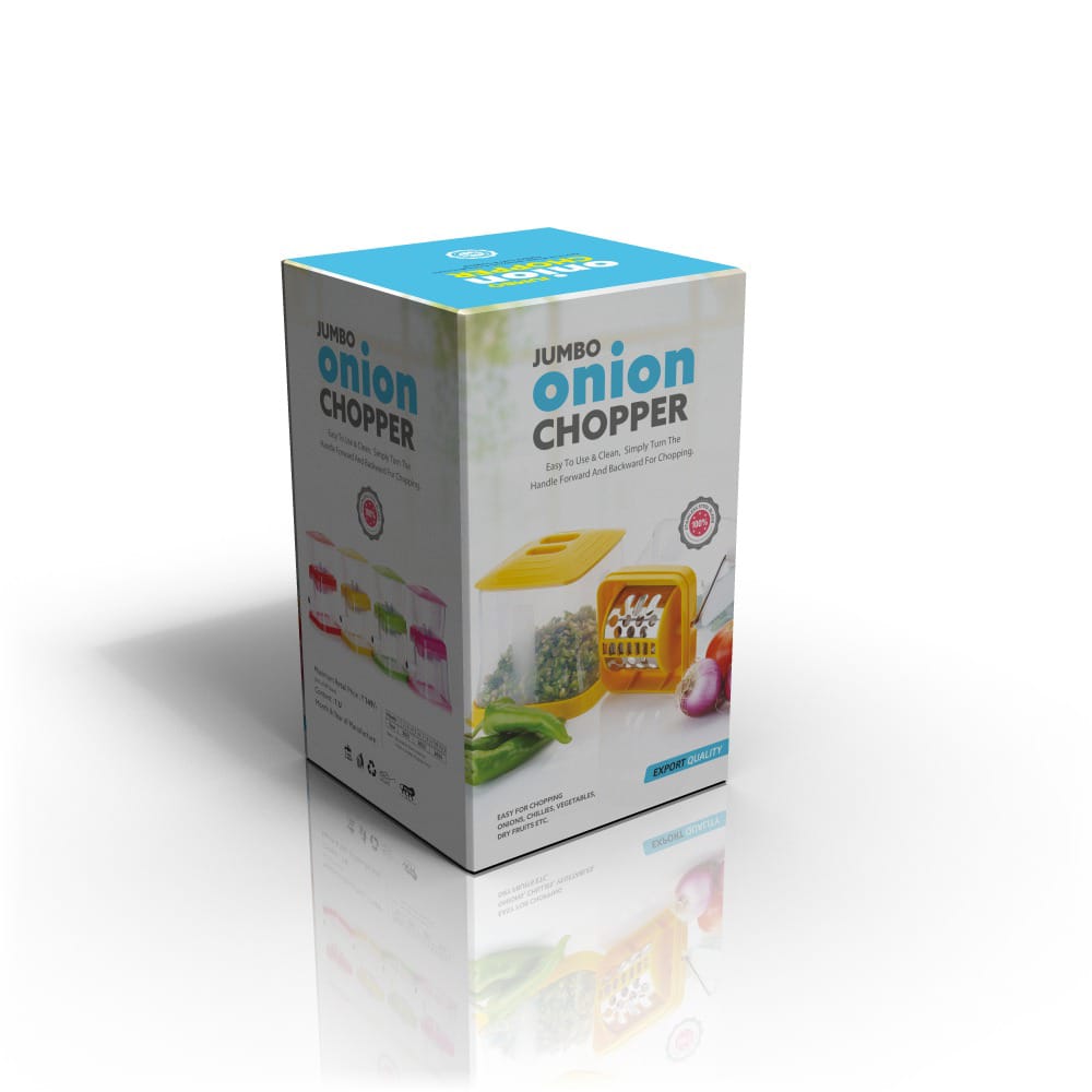 Big Onion Chopper - Stainless Steel Blade, Plastic Handle, Standard Design, Square Shape | Available In Pink, Green, Yellow, Red