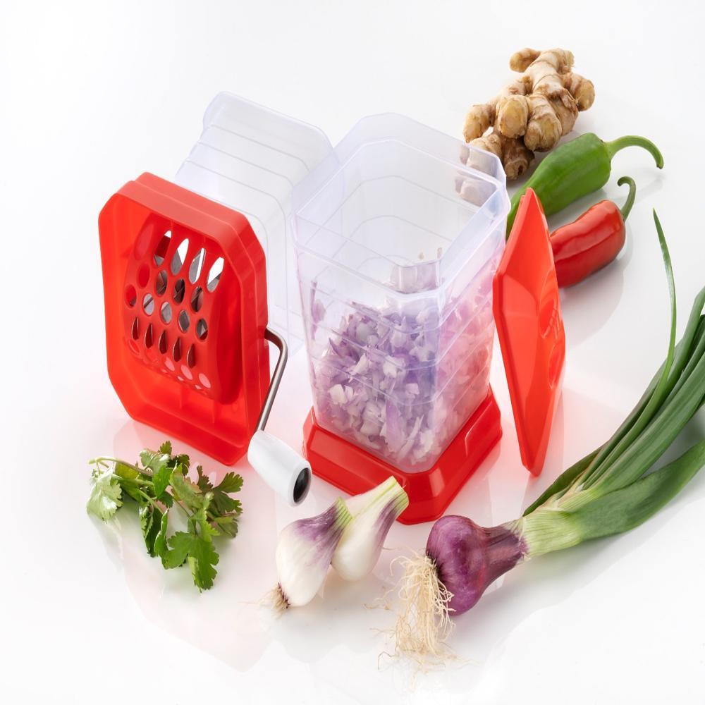 Onion Chopper Regular - Stainless Steel Blade, Square Shape, Multicolor | Plastic Handle For Easy Handling, Non-electric Design