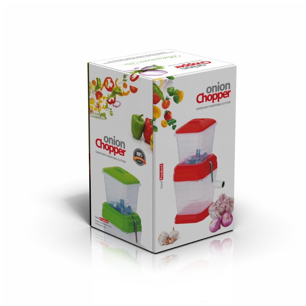 Onion Chopper Regular - Stainless Steel Blade, Square Shape, Multicolor | Plastic Handle For Easy Handling, Non-electric Design