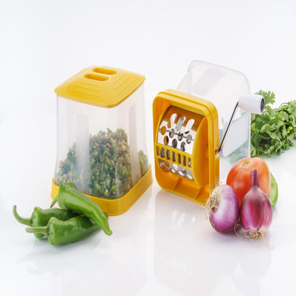 Big Onion Chopper - Stainless Steel Blade, Plastic Handle, Standard Design, Square Shape | Available In Pink, Green, Yellow, Red