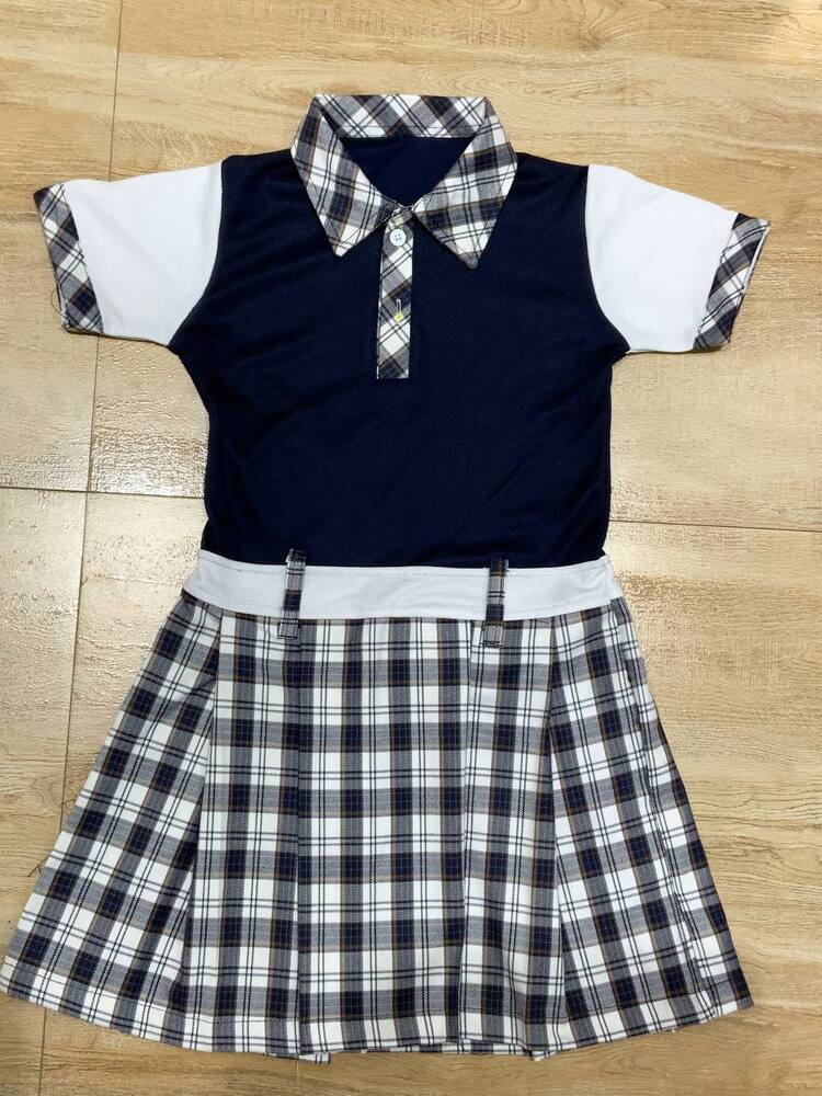 Cotton Pre School Uniform For Girls - Color: Multicolor