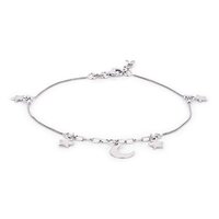 Hanging Moon And Star Silver Anklet