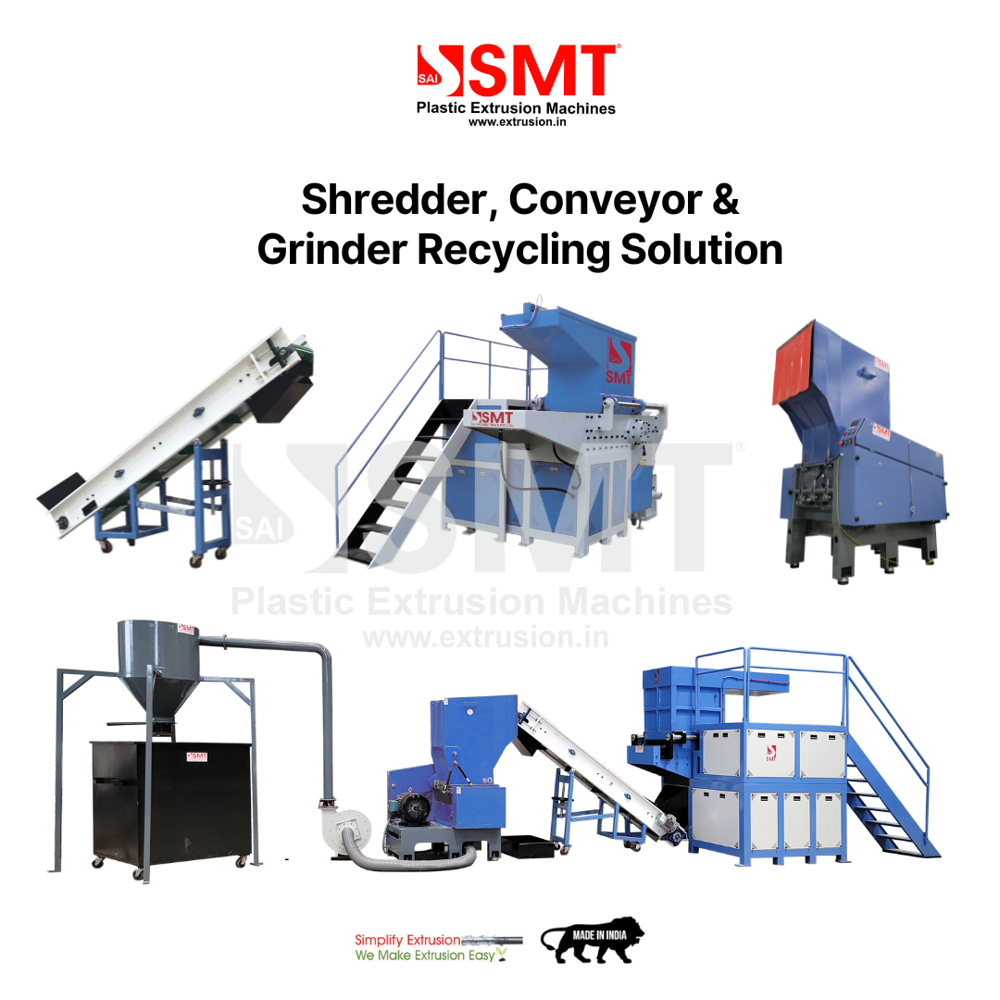 Plastic Pipe Recycling Plant - Shredder, Conveyor and Griender