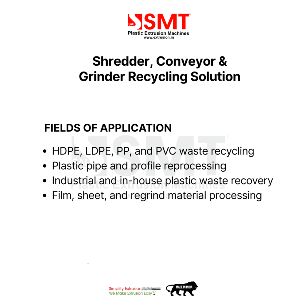 Plastic Pipe Recycling Plant - Shredder, Conveyor and Griender