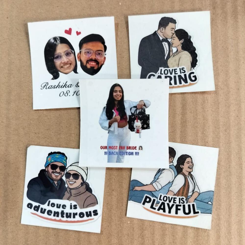 Customized Couple Face Portrait Temporary Tattoo Sticker - Color: Black