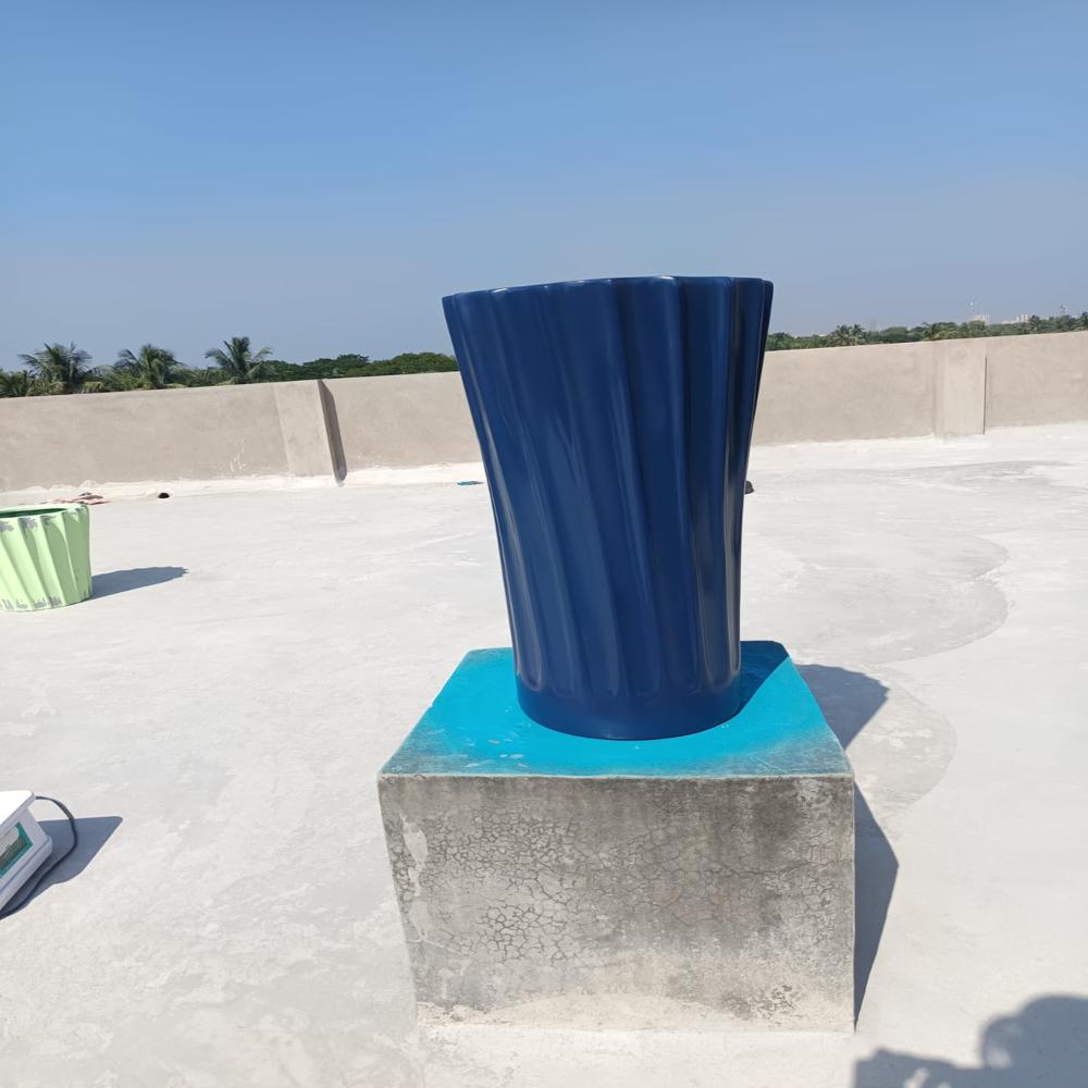 FRP Round Blue Flower Pot