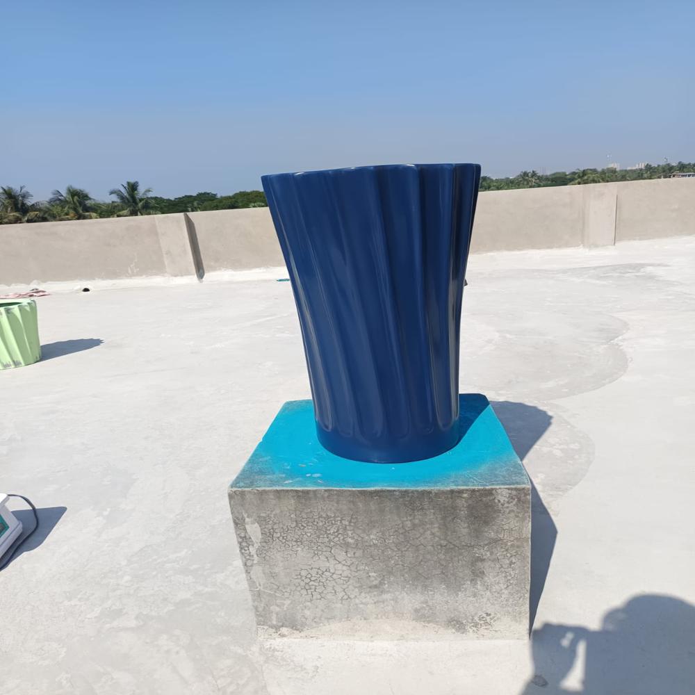FRP Round Blue Flower Pot
