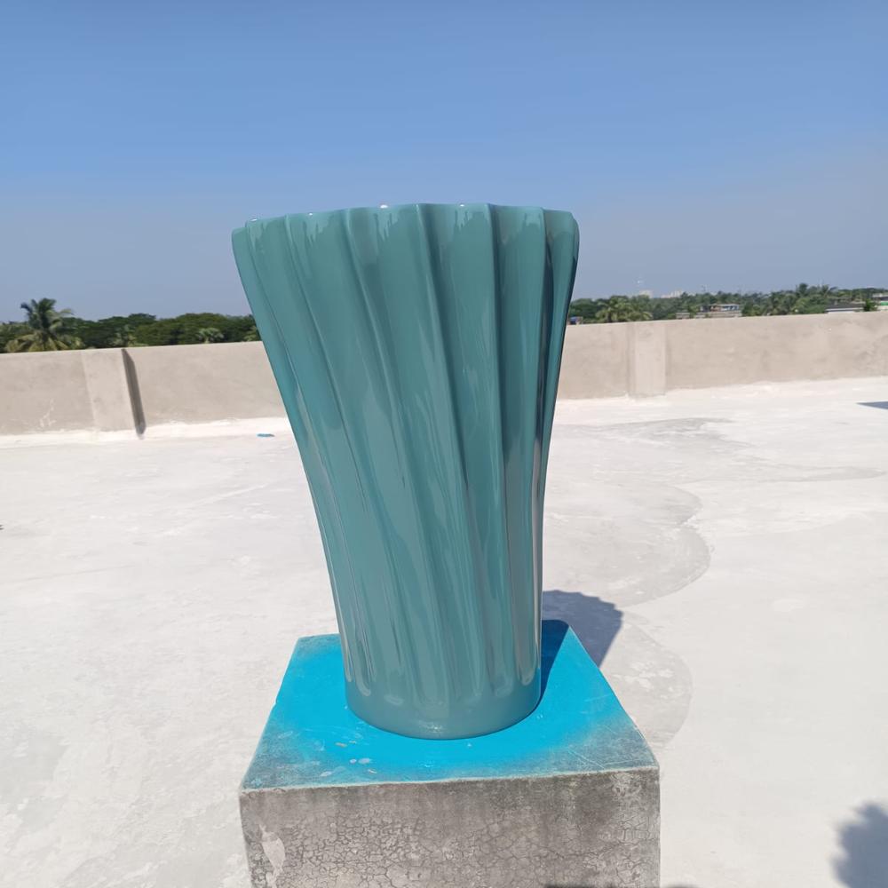 FRP Round Blue Flower Pot