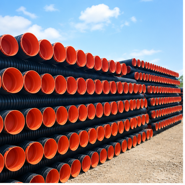 Hdpe Dwc Sewerage Pipe Class Sn4 Id 150 Mm - Color: Black
