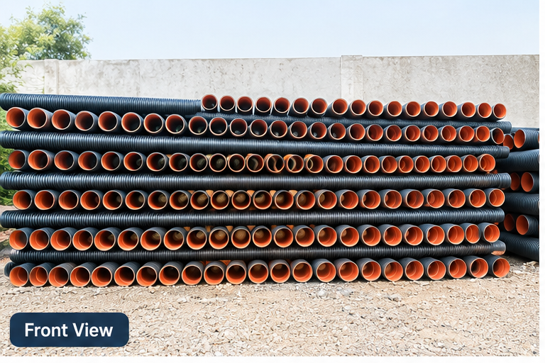 Hdpe Double Wall Corrugated Sewage Pipe - Color: Black