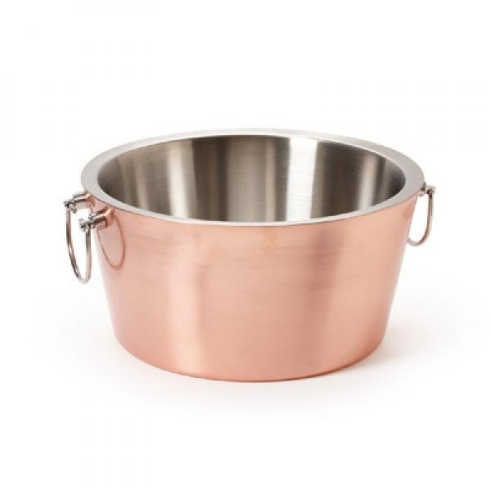 Silver Polished Metallic Hammered Copper Ice Bucket