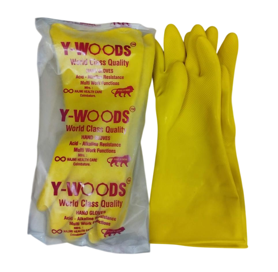 World Class Quality Latex Hand Gloves - Color: Yellow