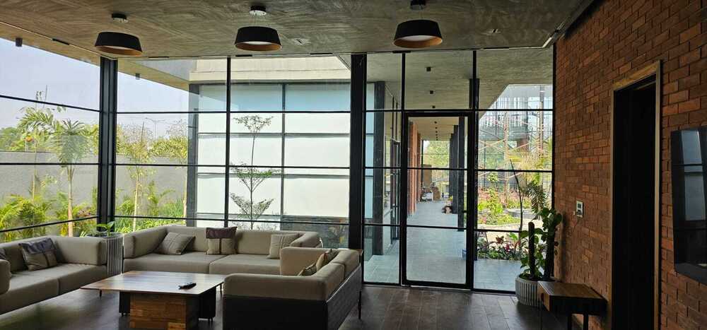 Living Room Aluminium Partitions - Color: Black