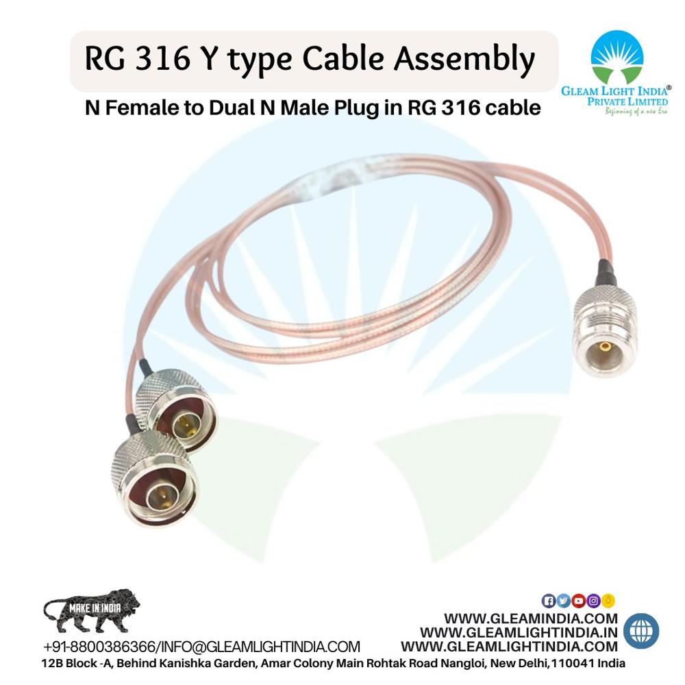 N Female to Dual N Male Plug in RG 316 cable