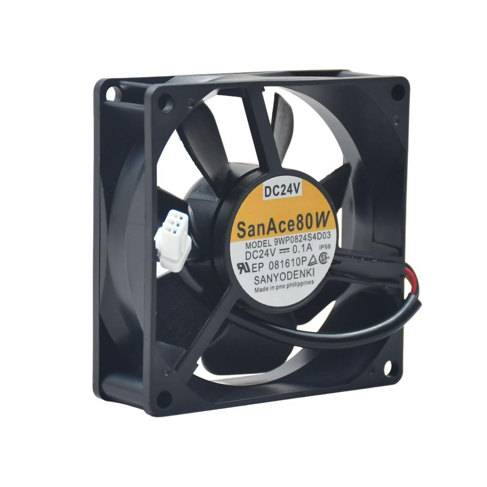 SANACE 9WP0824S4D03 24V 0.1A 8038mm Inverter Waterproof Fan Ball Bearing Aluminum Blades Cooling Fan