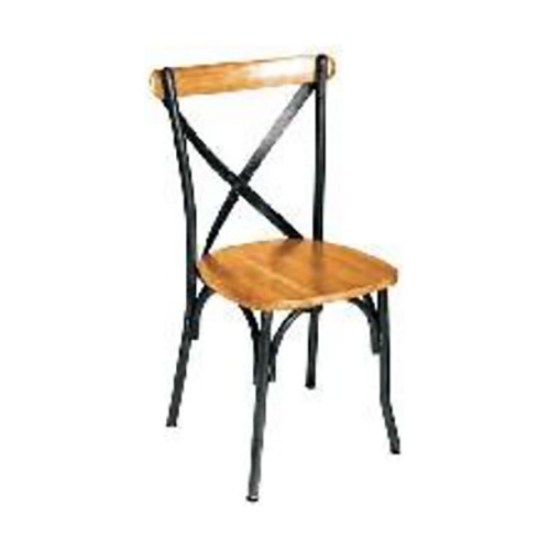 Grid Powder Coated Chair With Wooden Seat
