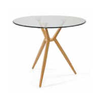 Qt 10  Imp Wood Grain Metal Base With Glass Top Table - Color: Different Available