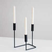 Black Metal Candlestick Holder - Color: Transparent