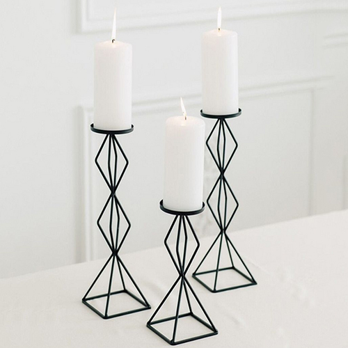 Black Geometric Wire Candle Holder
