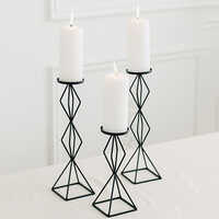 Black Geometric Wire Candle Holder - Features: High Quality