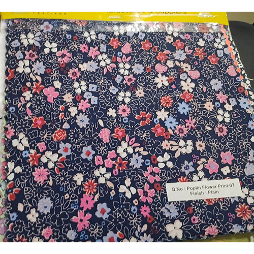Poplin Flower Print Fabric - Attributes: Washable