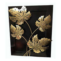 Framed Metal Leaf Wall Art - Color: Golden
