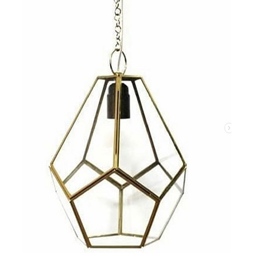 Contemporary Gold Glass Hanging Lantern