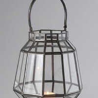 Gold Plain Glass Steel Lantern