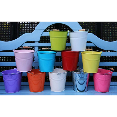 Colorful Metal Bucket Planter