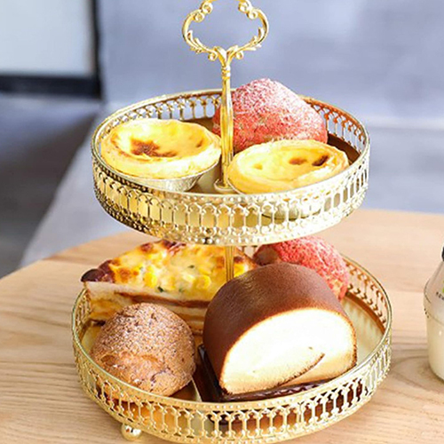 Two-Tiered Cake Or Dessert Stand - Color: Golde