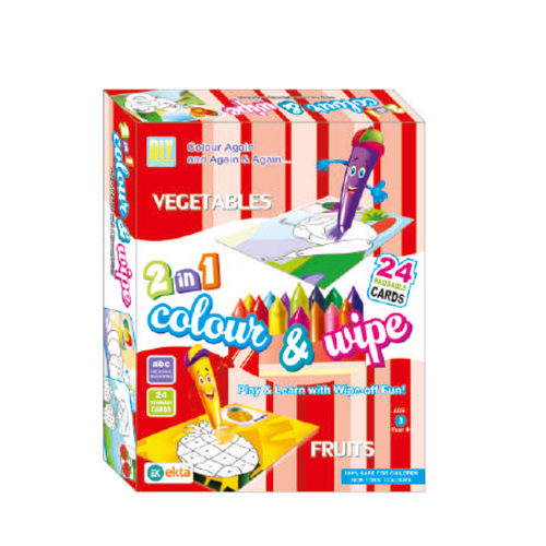 2 In 1 Color And Wipe Vegetable +  Fruits - Color: Multicolor