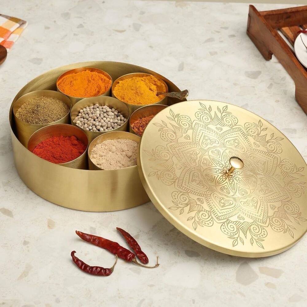 Brass Spice Box - Color: Golden