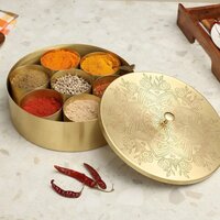Brass Spice Box - Color: Golden