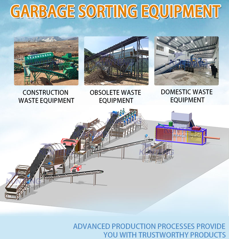 Urban solid waste sorting line, rotating screening machine garbage sorting machinery