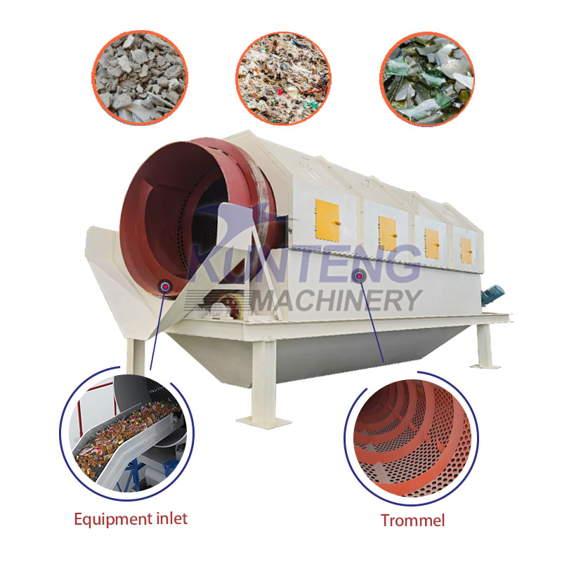 Urban solid waste sorting line, rotating screening machine garbage sorting machinery