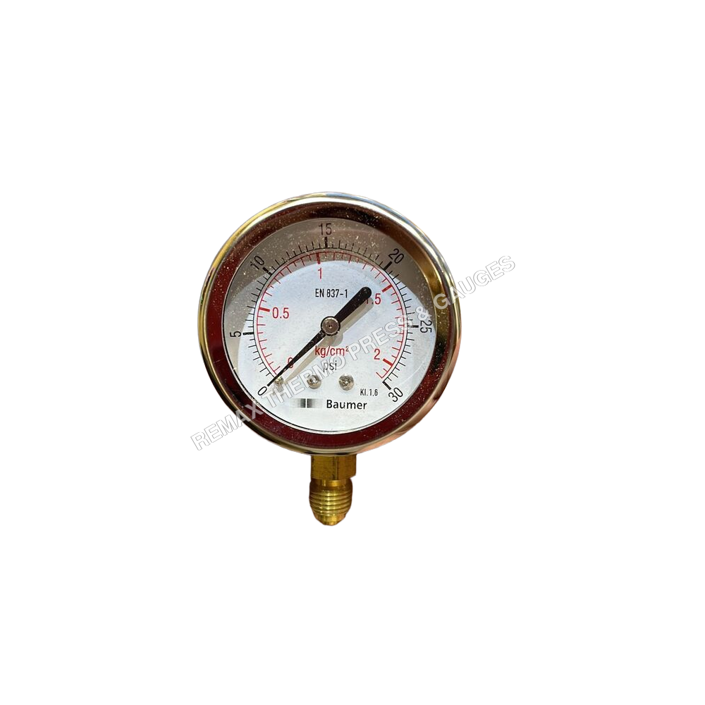 At3 Baumer Pressure Utility Gauge - Color: Silver